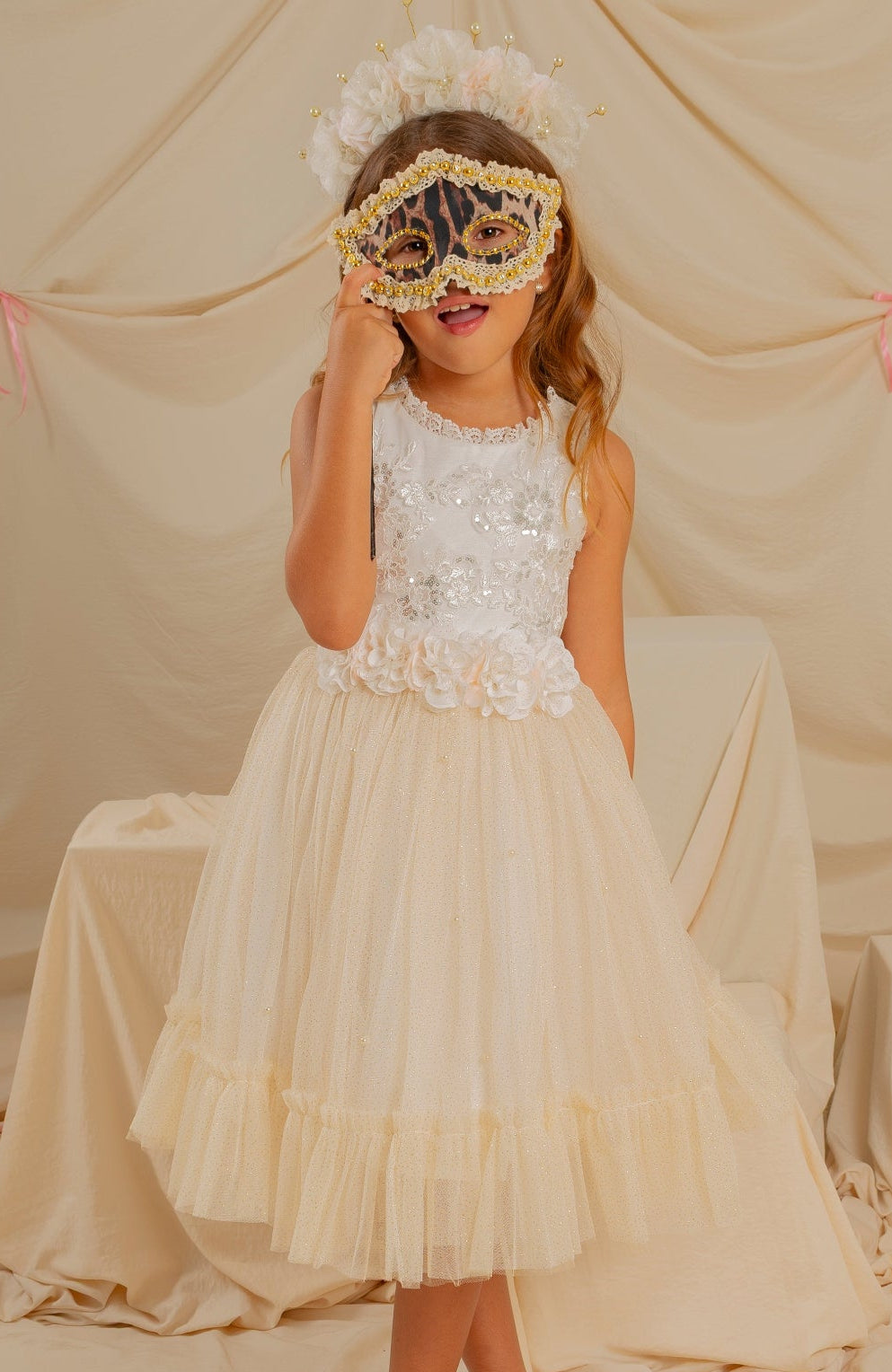 Vestido para bebita Alma Beige
