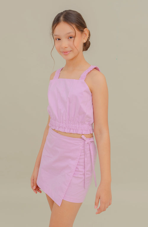Conjunto Para Niña Falda Short Almendra Lila