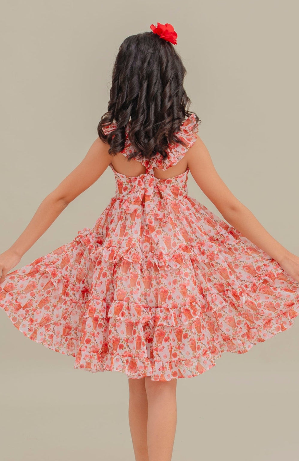 Vestido Para Niña Camelia Rojo Estampado