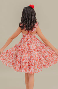 Vestido Para Niña Camelia Rojo Estampado