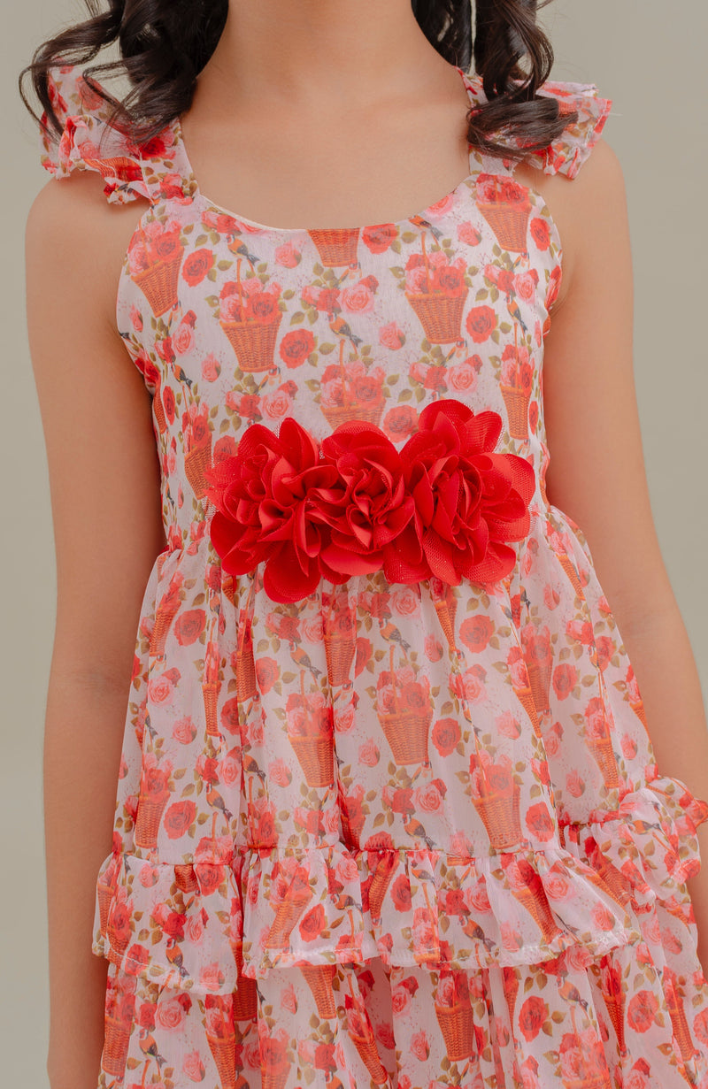 Vestido Para Niña Camelia Rojo Estampado