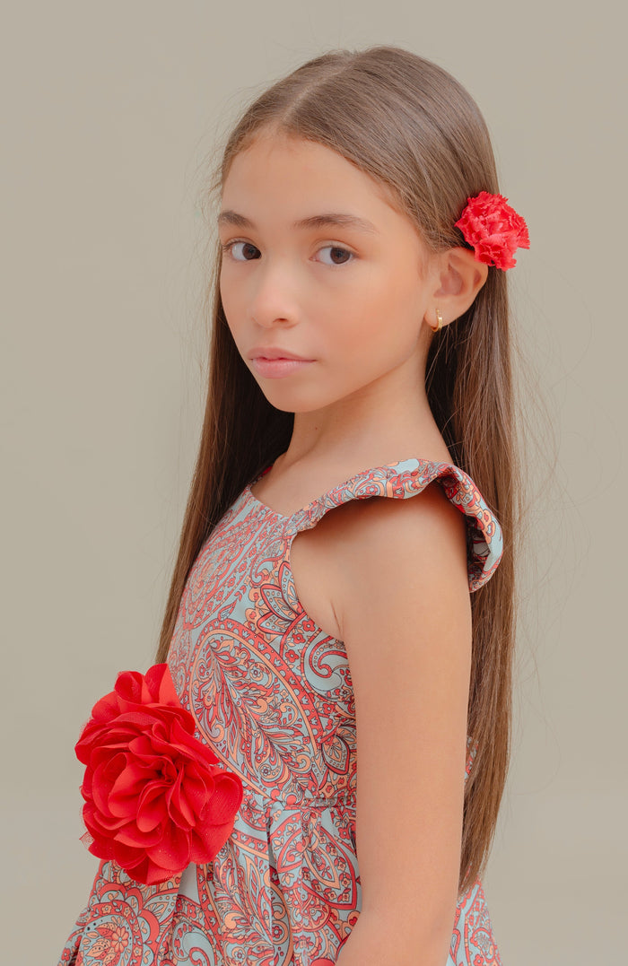 Vestido Para Niña Gitana Rojo Estampado