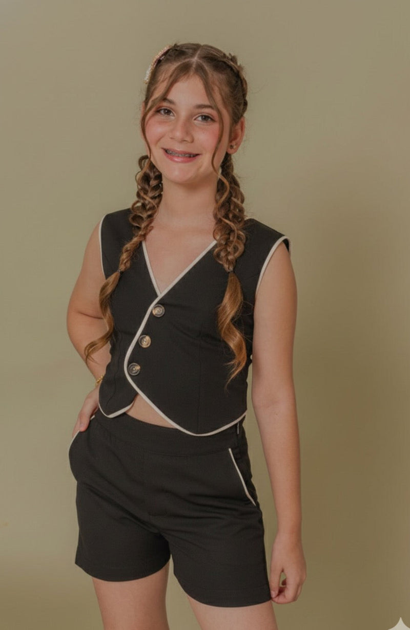 Conjunto Para Niña Short Cumbres Negro