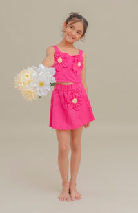 Conjunto Para Niña Short Iris Fucsia