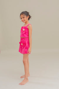 Conjunto Para Niña Short Iris Fucsia