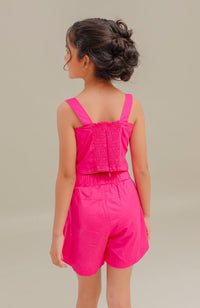 Conjunto Para Niña Short Iris Fucsia